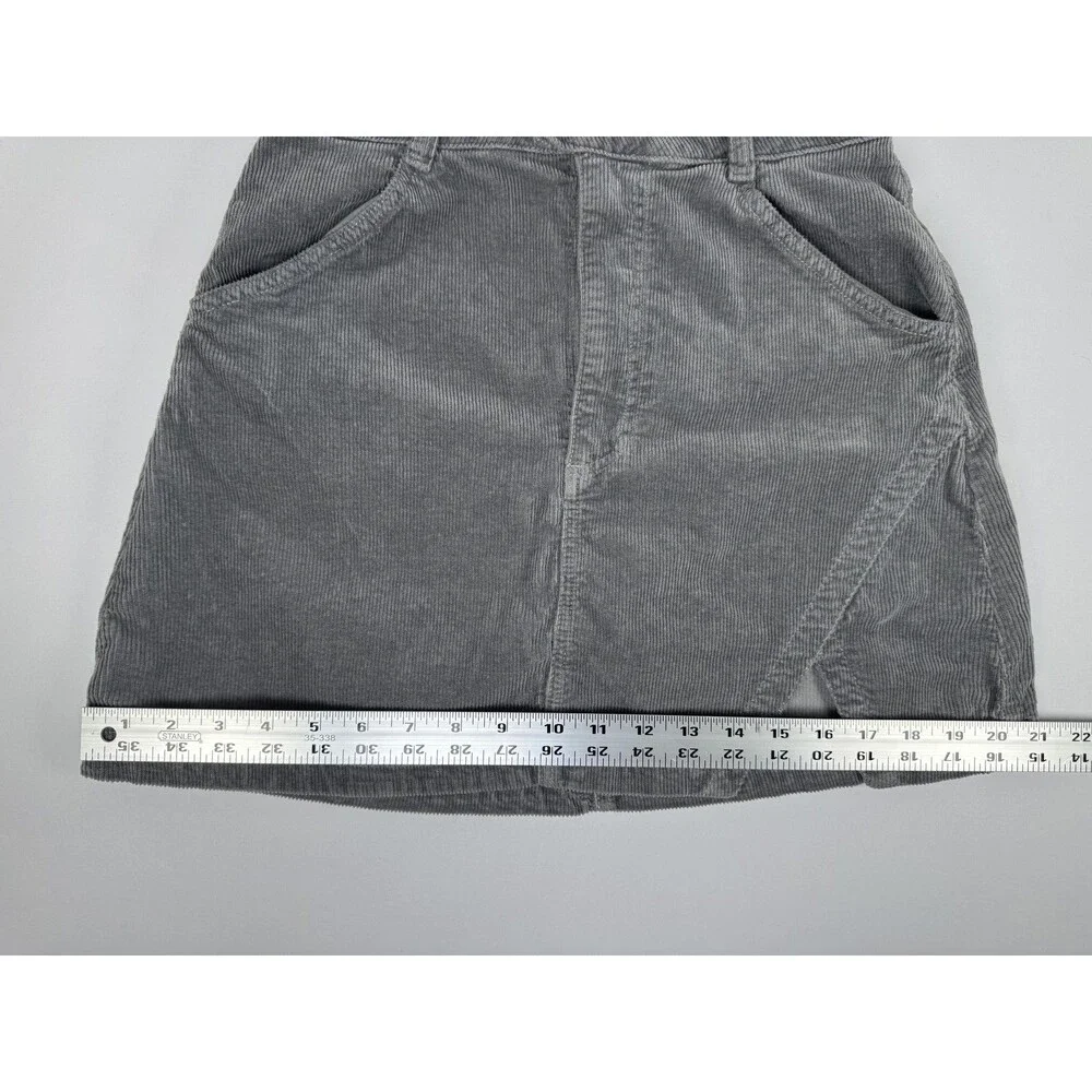 Pilcro Anthropologie Corduroy Mini Skirt Size 4 Gray Cotton‎ Modal Blend Fall